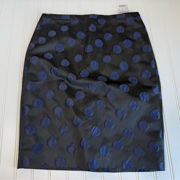 J.Crew Skirt Women 0 Black Navy Polka Dot Lined Back Slit Pencil NEW 978 - Picture 1 of 3